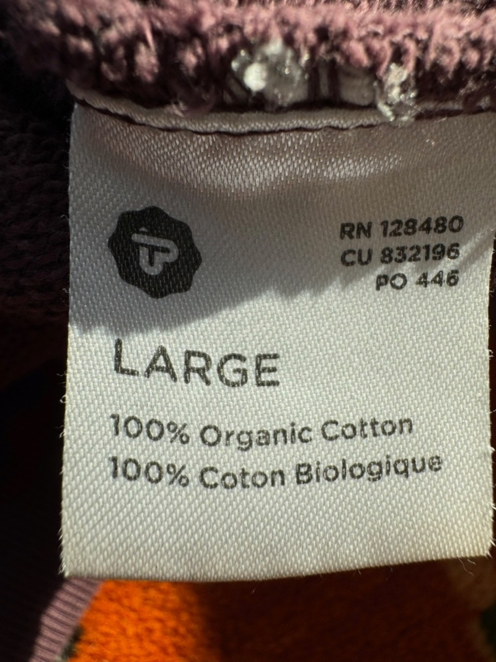 Pact Womens Large Organic Cotton Mauve Sweatshirt - Picture 3 of 3